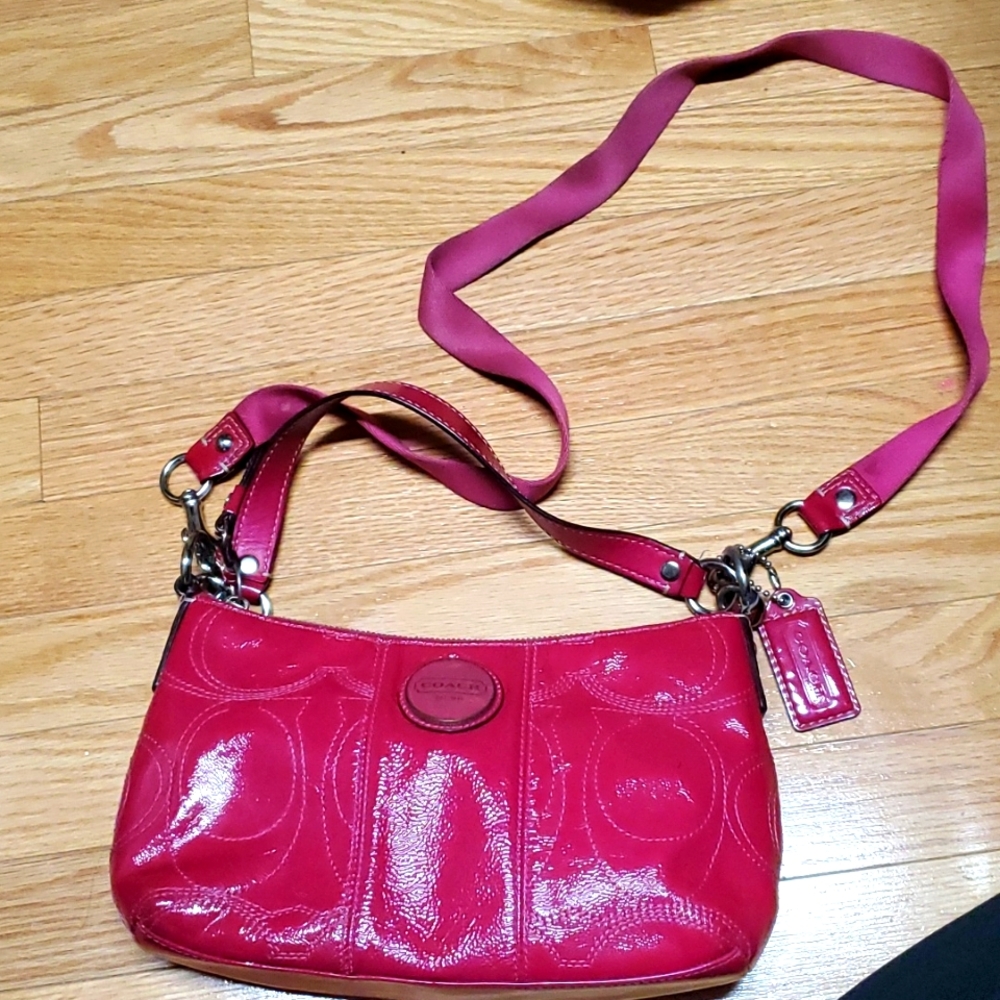 Coach Poppy Pink Patent Leather Crossbody Bag
